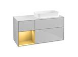 Villeroy und Boch Finion Waschtischunterschrank G681HFGJ 120x60,3x50,1cm, Regal links Gold matt, Light grey matt