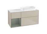 Villeroy und Boch Finion Waschtischunterschrank G681GMHH 120x60,3x50,1cm, Regal links Olive Matt Lacquer, Sand Matt Lacquer