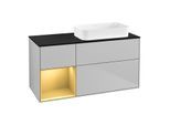 Villeroy und Boch Finion Waschtischunterschrank G682HFGJ 120x60,3x50,1cm, Regal links Gold matt, Light grey matt