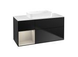 Villeroy und Boch Finion Waschtischunterschrank G701HHPD 120x60,3x50,1cm, Regal rechts Sand Matt, Black matt lacquer