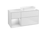 Villeroy und Boch Finion Waschtischunterschrank F681MTMT 120x60,3x50,1cm, Regal links White matt lacquer, White matt lacquer
