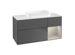 Villeroy und Boch Finion Waschtischunterschrank G711HHGK 120x60,3x50,1cm, Regal rechts Sand Matt, Anthracite matt