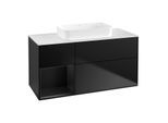 Villeroy und Boch Finion Waschtischunterschrank F701PDPD 120x60,3x50,1cm, Regal links Black matt lacquer, Black matt lacquer