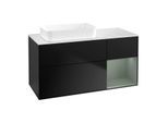 Villeroy und Boch Finion Waschtischunterschrank G691GMPD 120x60,3x50,1cm, Regal rechts Olive Matt Lacquer, Black matt lacquer