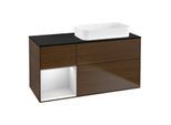 Villeroy und Boch Finion Waschtischunterschrank G682MTGN 120x60,3x50,1cm, Regal links White matt lacquer, Walnut veneer