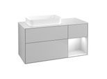 Villeroy und Boch Finion Waschtischunterschrank G691MTGJ 120x60,3x50,1cm, Regal rechts White matt lacquer, Light grey matt