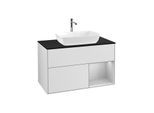 Villeroy und Boch Finion Waschtischunterschrank F782GJMT 100cm, Abdeckplatte black matt, Regale Light grey matt lacquer, White matt lacquer