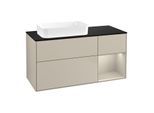 Villeroy und Boch Finion Waschtischunterschrank F692HHHH 120x60,3x50,1cm, Regal rechts Sand Matt, Sand Matt Lacquer
