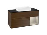 Villeroy und Boch Finion Waschtischunterschrank G712HHGN 120x60,3x50,1cm, Regal rechts Sand Matt, Walnut veneer