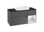 Villeroy und Boch Finion Waschtischunterschrank G712MTGK 120x60,3x50,1cm, Regal rechts White matt lacquer, Anthracite matt