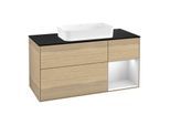 Villeroy und Boch Finion Waschtischunterschrank F712MTPC 120x60,3x50,1cm, Regal rechts White matt lacquer, Oak Veneer