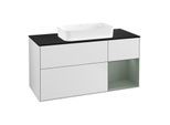 Villeroy und Boch Finion Waschtischunterschrank G712GMMT 120x60,3x50,1cm, Regal rechts Olive Matt Lacquer, White matt lacquer