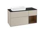 Villeroy und Boch Finion Waschtischunterschrank F692GNHH 120x60,3x50,1cm, Regal rechts Walnut veneer, Sand Matt Lacquer