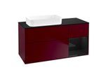 Villeroy und Boch Finion Waschtischunterschrank G692PHHB 120x60,3x50,1cm, Regal rechts Glossy Black Lacquer, Peony Matt