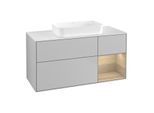 Villeroy und Boch Finion Waschtischunterschrank G711PCGJ 120x60,3x50,1cm, Regal rechts Oak Veneer, Light grey matt