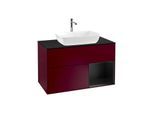 Villeroy und Boch Finion Waschtischunterschrank F782PDHB 100cm, Abdeckplatte black matt, Regale Black matt lacquer, Peony Matt
