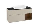 Villeroy und Boch Finion Waschtischunterschrank G712GNHH 120x60,3x50,1cm, Regal rechts Walnut veneer, Sand Matt Lacquer
