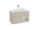 Villeroy und Boch Finion Waschtischunterschrank F781HHHH 100cm, Abdeckplatte white matt, Regale sand matt lacquer, Sand Matt Lacquer
