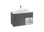 Villeroy und Boch Finion Waschtischunterschrank F781GJGK 100cm, Abdeckplatte white matt, Regale Light grey matt lacquer, Anthracite matt