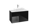 Villeroy und Boch Finion Waschtischunterschrank G771GKPH 100cm, Abdeckplatte white matt, Emotion, Regale Anthracite matt lacquer, Glossy Black Lacquer