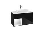 Villeroy und Boch Finion Waschtischunterschrank G771MTPH 100cm, Abdeckplatte white matt, Emotion, Regale White matt lacquer, Glossy Black Lacquer