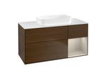 Villeroy und Boch Finion Waschtischunterschrank G711HHGN 120x60,3x50,1cm, Regal rechts Sand Matt, Walnut veneer