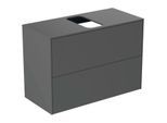 Ideal Standard Conca Waschtisch-Unterschrank T3947Y2 mit Ausschnitt, 2 Auszüge, 80x37x55 cm, mittig, Anthrazit matt lackiert