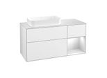 Villeroy und Boch Finion Waschtischunterschrank G691MTGF 120x60,3x50,1cm, Regal rechts White matt lacquer, Glossy white lacquer