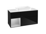 Villeroy und Boch Finion Waschtischunterschrank G701GJPH 120x60,3x50,1cm, Regal rechts Light grey matt, Glossy Black Lacquer
