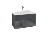 Villeroy und Boch Finion Waschtischunterschrank G771GKHG 100cm, Abdeckplatte white matt, Emotion, Regale Anthracite matt lacquer, Midnight Blue Matt Lacquer