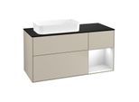 Villeroy und Boch Finion Waschtischunterschrank F692MTHH 120x60,3x50,1cm, Regal rechts White matt lacquer, Sand Matt Lacquer