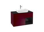 Villeroy und Boch Finion Waschtischunterschrank F782PHHB 100cm, Abdeckplatte black matt, Regale Glossy black lacquer, Peony Matt