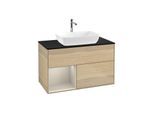 Villeroy und Boch Finion Waschtischunterschrank G772HHPC 100cm, Abdeckplatte black matt, Emotion, Regale sand matt lacquer, Oak Veneer