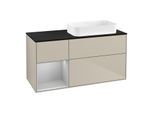 Villeroy und Boch Finion Waschtischunterschrank G682GJHH 120x60,3x50,1cm, Regal links Light grey matt, Sand Matt Lacquer