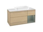 Villeroy und Boch Finion Waschtischunterschrank F711GMPC 120x60,3x50,1cm, Regal rechts Olive Matt Lacquer, Oak Veneer