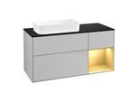Villeroy und Boch Finion Waschtischunterschrank F692HFGJ 120x60,3x50,1cm, Regal rechts Gold matt, Light grey matt
