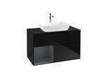 Villeroy und Boch Finion Waschtischunterschrank G772HGPH 100cm, Abdeckplatte black matt, Emotion, Regale Midnight matt lacquer, Glossy Black Lacquer
