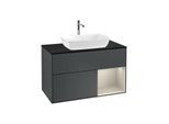 Villeroy und Boch Finion Waschtischunterschrank F782HHHG 100cm, Abdeckplatte black matt, Regale sand matt lacquer, Midnight Blue Matt Lacquer