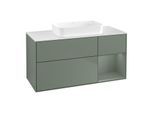 Villeroy und Boch Finion Waschtischunterschrank F711GMGM 120x60,3x50,1cm, Regal rechts Olive Matt Lacquer, Olive Matt Lacquer