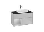 Villeroy und Boch Finion Waschtischunterschrank G772GJGJ 100cm, Abdeckplatte black matt, Emotion, Regale Light grey matt lacquer, Light grey matt