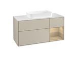Villeroy und Boch Finion Waschtischunterschrank F711PCHH 120x60,3x50,1cm, Regal rechts Oak Veneer, Sand Matt Lacquer