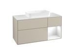 Villeroy und Boch Finion Waschtischunterschrank G711GFHH 120x60,3x50,1cm, Regal rechts Glossy white lacquer, Sand Matt Lacquer