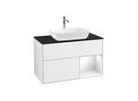 Villeroy und Boch Finion Waschtischunterschrank F782GFGF 100cm, Abdeckplatte black matt, Regale Glossy white lacquer, Glossy white lacquer