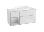 Villeroy und Boch Finion Waschtischunterschrank G701GJMT 120x60,3x50,1cm, Regal rechts Light grey matt, White matt lacquer