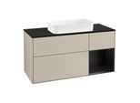 Villeroy und Boch Finion Waschtischunterschrank F712PDHH 120x60,3x50,1cm, Regal rechts Black matt lacquer, Sand Matt Lacquer