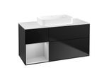 Villeroy und Boch Finion Waschtischunterschrank G701GJPD 120x60,3x50,1cm, Regal rechts Light grey matt, Black matt lacquer