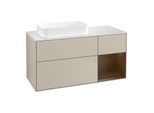 Villeroy und Boch Finion Waschtischunterschrank G691GNHH 120x60,3x50,1cm, Regal rechts Walnut veneer, Sand Matt Lacquer