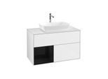Villeroy und Boch Finion Waschtischunterschrank G771PHGF 100cm, Abdeckplatte white matt, Emotion, Regale Glossy black lacquer, Glossy white lacquer