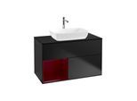 Villeroy und Boch Finion Waschtischunterschrank G772HBPD 100cm, Abdeckplatte black matt, Emotion, Regale Peony matt lacquer, Black matt lacquer