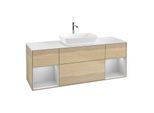 Villeroy und Boch Finion Waschtischunterschrank F861GJPC 160cm, Abdeckplatte white matt, Regale Light grey matt lacquer, Oak Veneer
